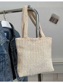 新款草编手提包，可单肩斜挎，可作手拿包或腋下包，也可作背包，适合日常通勤、学生、休闲旅行，轻便时尚，设计优雅别致。 - 彩色 - 查看 8