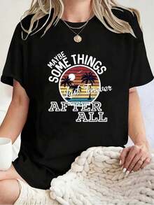 Camiseta de Música Country Unisex 100% Algodón con Estampado "Al Final del Cuenta Regresiva, Algunas Cosas Duran para Siempre", Camiseta de Cuello Redondo 100% Algodón - Negro - Ver 1