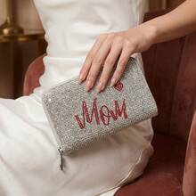 Glam Strass Woven Clutch Wallet For Women Money Wallet Mini Wallet Purse Wallet Small Wallet Cute Wallet Travel Essential - Black - View 1