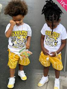 Boys' Cotton Round Neck T-Shirt, Casual And Comfortable Spring And Summer Short-Sleeved Printed Top - 白色 - 查看 2