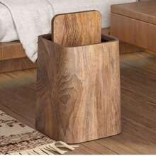 新款中式复古仿木纹高端大容量垃圾桶，适用于家庭客厅、厨房、浴室、酒店和民宿等场所。 - 棕色 - 查看 3