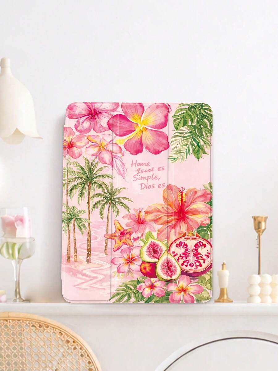 1 件装热带海洋植物图案扁平保护套，兼容 iPad 10.2 英寸（2021/2020 款，第十/九/八代，A16 芯片）、11 英寸（第十一代，2025 款）、Galaxy Tab A8 10.5 英寸（2022 款），平板电脑保护套带笔槽，支持自动休眠/唤醒，是理想的礼品之选。 - 彩色 - 查看 1