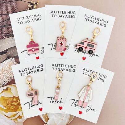 12 piezas/6 sets Juego de llaveros con tema médico de enfermería, incluye tarjetas de agradecimiento - Regalo de apreciación para enfermeras y médicos, regalo de Navidad para trabajadores médicos, personal del hospital, Acción de Gracias, regalo de Año Nuevo, ideal para el Día Internacional de la Enfermería, regalo y decoración clásica, accesorio perfecto para bolso, llavero de coche, regalos para madre, padre, graduación y maestro