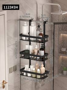 1pc 2/3 Tier Bathroom Door Hanging Storage Rack, Hole-Free Bathroom Organizer, Multi-Function 3-Layer Hanging Bathroom Storage Rack, For Bathroom Organization And Storage, Bathroom Accessory - Multicolor - View 5