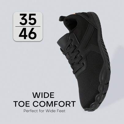 1Pair Casual Lightweight Unisex Barefoot Shoes, Wide-Toe Solid-Color Breathable-Mesh Comfortable Low-Top Multi-Sports Walking-Sneakers