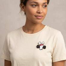 Cute Fitness Bunny Brooch, Barbell Enamel Pin, Fitness Lover Backpack Accessory, Adorable Barbell Bunny Funny Sports Style Pin - Black - View 10
