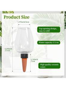 1/2入 11.8oz 自動緩釋控制植物澆水系統 居家園藝植栽工具 適用室內外 多肉植物與鮮花 無需用電 自動滴灌裝飾設備 - 多款1 - 查看 9