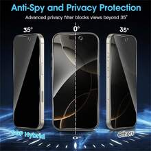 3片装隐私全屏钢化玻璃保护膜，保护屏幕，全屏手机保护膜，兼容 17e 16e 17 16 15 14 13 12 11 Pro Max XS X XR 17 16 15 14 Plus，防窥透明保护膜 - 灰色 - 查看 4
