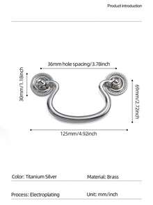 欧式黄铜把手，钛银色橱柜门抽屉把手，法式把手，弧形双孔餐边柜双孔把手 - pvd鎳 - 查看 2