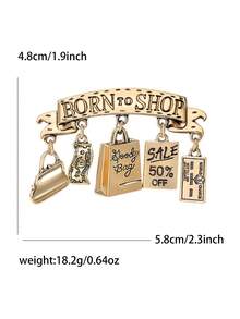 Born To Shop Brooch Pin For Women - Cute Money Bag Letter Tag Brooch For Sweater Jacket Hat Shoes Outfit Accessory - Born Shopaholic - View 8