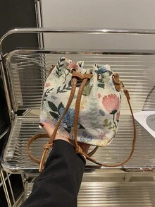 女士手提包，新款时尚印花水桶包，个性化户外休闲单肩斜挎包 - 彩色 - 查看 9