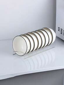 1pc Metal Bowl & Plate Storage Rack, Dish Drying Rack, Kitchen Organizer Holds Up To 8 Bowls - Multicolor - View 5