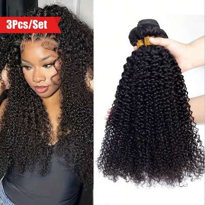 3Pcs/Set Curly Wave Human Hair Bundles 3 Bundles Curly Wave Hair Extensions Natural Looking For Women