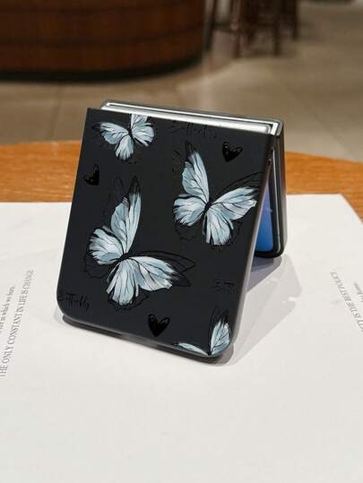 1pc Fashionable And Simple Skin Feel PC Material Cute And Simple Butterfly Element Folding Phone Case, Can Protect And Prevent Falling For: SamsungGalaxy Zflip 3/Zflip 4/Zflip 5/Zflip 6/Zflip 7/ Find N3 Flip/ Razr 50 Ultra/ Razr 60 Ultra/ Razr 60/ Razr 50/XiaomiMIX Flip/Galaxy Z Flip7 FE