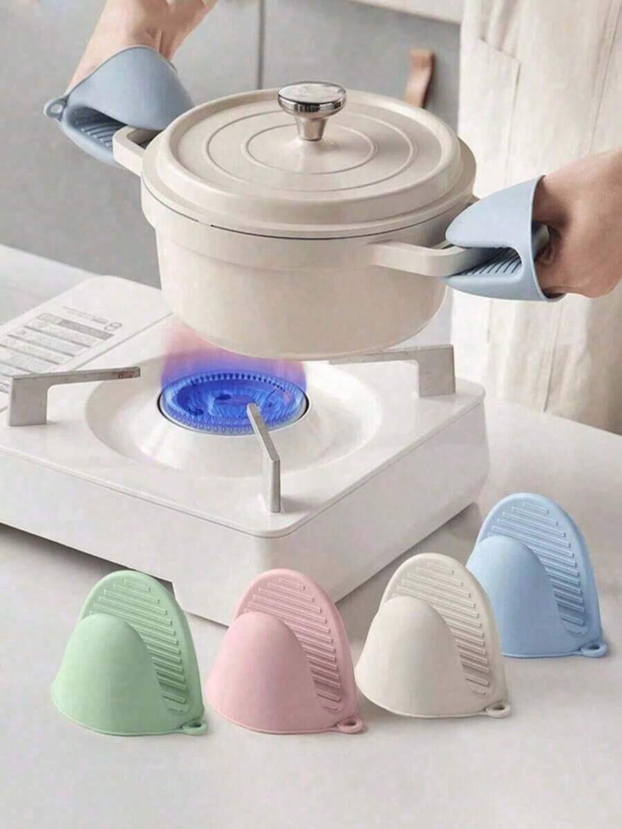 1Pc Silicone Two-Finger Anti-Scald Glove, Heat Resistant Kitchen Oven Mitt, Non-Slip Bowl & Plate Holder Clip For Baking, Cooking & Air Fryer - View 1