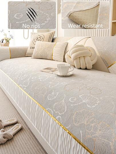 1件舒适雪尼尔沙发垫套，四季通用现代简约防滑沙发座垫保护套，防尘可水洗沙发套，时尚柔软不易褪色，宠物友好，适用于卧室、办公室、客厅组合家具、L型沙发和1/2/3/4座沙发