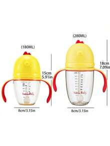 1个PPSU材质宽口婴儿奶瓶，易握手柄，360°重力球吸管，硅胶奶嘴，耐热防胀气奶瓶，适合0个月以上宝宝，容量180毫升/280毫升 - 彩色 - 查看 2