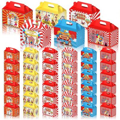 6/12/18/24/30/36PCS Circus Party Carnival Goodie Bag Clown Carnival Candy Goodie Bag Paper Goodie Bag With Handle Circus Themed Birthday Party Decorations