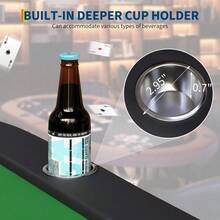 Mesa de póquer plegable para 8 jugadores, mesa de casino Texas Holdem de 72 pulgadas con barandillas acolchadas y portavasos, mesa de juego plegable portátil para el hogar o la sala de juegos. - Color: ribete negro + verde - Ver 7