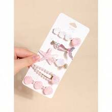 5pcs/Pack Mermaid Shell Hair Clips, Cute Kawaii Lovely Girls Side Crab Clips, Korean Fashion Bangs Hair Accessories - 彩色 - 查看 14