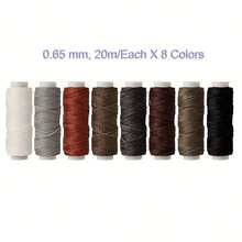 Set de 8 colores - Hilo encerado fino y versátil (0,65 mm, 787,4 pulgadas/rollo) - Adecuado para pulseras de cuentas de cera, tejido de cuero y costura DIY - negro - Ver 4