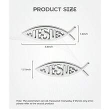 2PCS Jesus Car Decal 3D Christian Auto Stickers  Bumper Decals For Cars Motorcycles SUVs Trunk Door Fender Decoration Silver Finish Religious Vehicle Accessories Suitable For Exterior Automotive Decoration And Personal Expression - 銀色 - 查看 2