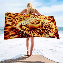 1件装酷炫火焰豹纹沙滩巾，时尚沙滩摄影必备披肩 - hj-76 - 查看 2