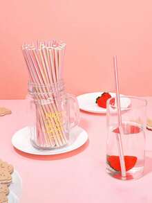 Shimmering Rainbow Paper Straws, Carefully Crafted Straws Suitable For Juice, Smoothie, Birthday Parties, Weddings, Baby Showers, Mermaid Themed Parties - Multicolor 2 - View 8