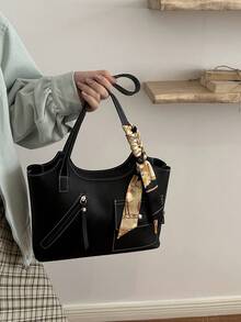 New Arrival Luxury Patterned Versatile Women Shoulder Tote Bag - Black - View 5