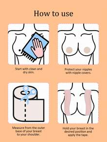 Skin-Friendly Waterproof And Sweat-Resistant Breast Lift Tape, Cleavage Enhancing Backless Bra Tape, Suitable For Wedding Party Backless Dresses - Khaki - View 9