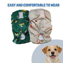 2pcs Adjustable Reusable Dog Diapers, Suitable For Puppy And Small/Medium Dogs During Estrus And Potty Training - Green - View 7