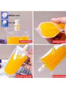 5/10/50pcs Disposable Transparent Stand-Up Pouches With Spout, Portable Drink Pouches For Music Festivals Outdoor, Hands-Free Leak-Proof Juice Bags - View 11