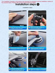 1个吸盘式车载手机支架，吸盘式车载手机支架，适用于仪表盘和挡风玻璃的手机/平板电脑支架，安装简便，带可调节臂，一键释放 - 黑色- ES-23支架 - 查看 6