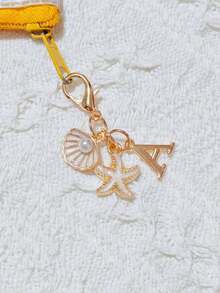 1 Bohemian-Style Golden Letter Keychain With Shell And Starfish Decorations, A-Z Letter Options-Perfect For Holiday And Beach Themes. Ideal Gift Or Decoration For Backpacks, Purses, And Handbags! A Great Gift For Friends, Classmates, And Loved Ones,Easter, Mother'S Day, Independence Day, Wedding Season, Graduation Season Gifts - View 25