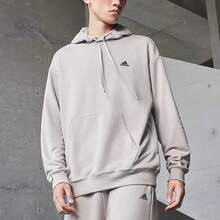 Adidas 新款男女同款毛圈情侶款運動休閒連帽衛衣 - 米色 - 查看 1