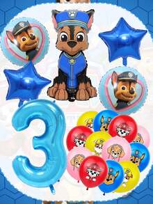 Bộ trang trí bóng bay chủ đề Paw Patrol - Bóng bay số lớn màu xanh dương 32 inch, bóng bay cao su cao cấp 12 inch in hình các nhân vật Chase, Mar Shall, Rubble, Skye, hoàn hảo cho tiệc sinh nhật, lễ hội, lễ tốt nghiệp, kỷ niệm và tất cả các loại tụ họp lễ hội, đồ dùng tiệc cho mọi lứa tuổi, đạo cụ phông nền chụp ảnh, dễ dàng bơm hơi và lắp ráp cho các sự kiện trong nhà và ngoài trời. - Chase Balloon - Xem 4