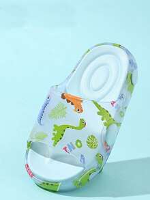 儿童拖鞋，男童夏季室内软底防滑卡通可爱恐龙图案幼儿凉鞋 - 藍色 - 查看 3