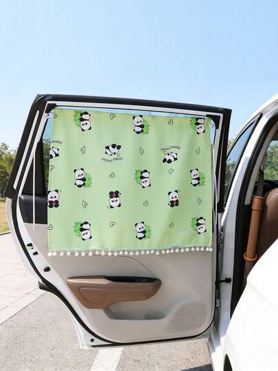 1pc Car Sunshade With Suction Cup - Provides Heat And UV Protection, Cute Bear And Panda Design, Baby Car Blackout Curtain, Universal Fit For Sedan, SUV And Truck, Ideal For Summer Car Decor