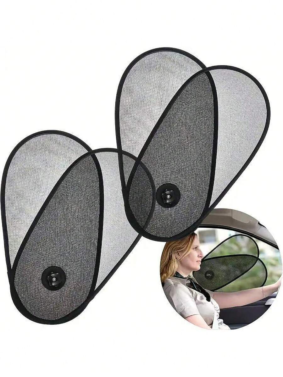 2pcs Adjustable Car Window Sun Shades: Rotatable And Windshield Side Protection, Privacy, Anti-UV, Heat Insulation, Made Of PVC Material - Car Window Sunshade - View 1