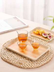 Thickened Wood Grain Tea Tray, Rectangular Tea Cup Holder For Living Room Coffee Table, Kitchen Snack Tray - White - View 10