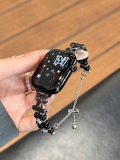 1pc Women's Pearl Watch Band Compatible With Apple Watch Band, Pearl Zirconia Bowknot Sports Wristband, Fashionable Band For Apple Watch Ultra/SE/11/10/9/8/7/6/5/4/3/2/1, 45/49/38/40/41/42/44/46mm