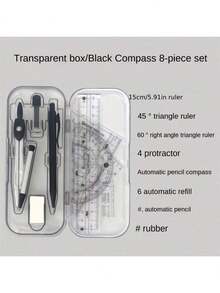 8pcs Student Math Geometry Kit Drafting Tools Set With Storage Box - Sets - View 6