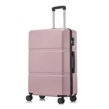 YONSLY Lightweight Suitcase 16/20/24/28 Inches With Combination Lock 4 Wheels 360° Sturdy Double Zipper Mesh Pocket Soft Rubber Handle Large XXL Suitc - Rose Gold - View 2