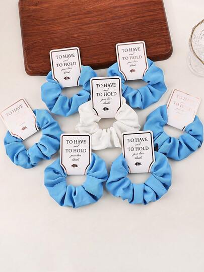 7pcs Wedding Party Hair Accessories Set, Elegant Elastic Hair Ties & Scrunchies, Gifts & Favors, Versatile Daily Wear Hair Ties