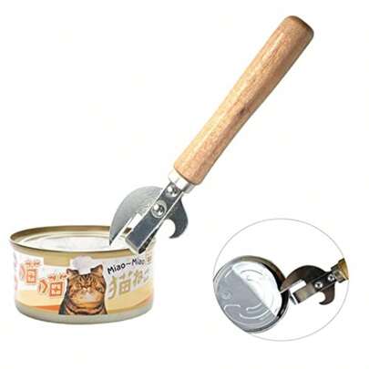 Manual Can Opener 2 In 1 Stainless Steel Bottle Opener With Wooden Handle Side Cut Traditional Stab Can Tin Opener For Kitchen Camping Traveling Effortless Opening
