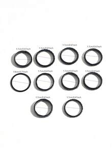 10pcs Punk Style Rings Set, Minimalist Black Plain Rings, Accessories For Women - Black - View 6