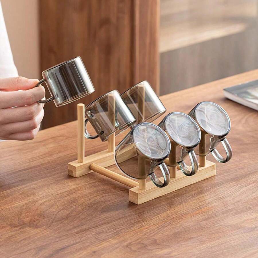 Bộ 6 tách trà nhỏ bằng thủy tinh, màu xám khói sang trọng, bộ ấm trà Kung Fu chịu nhiệt, tách nếm trà. - màu đen - Xem 1