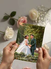 Tarjeta postal personalizada con foto, tarjeta postal de boda, personalizada, estilo de renderizado 3D, información de texto personalizada - Multicolor - Ver 4