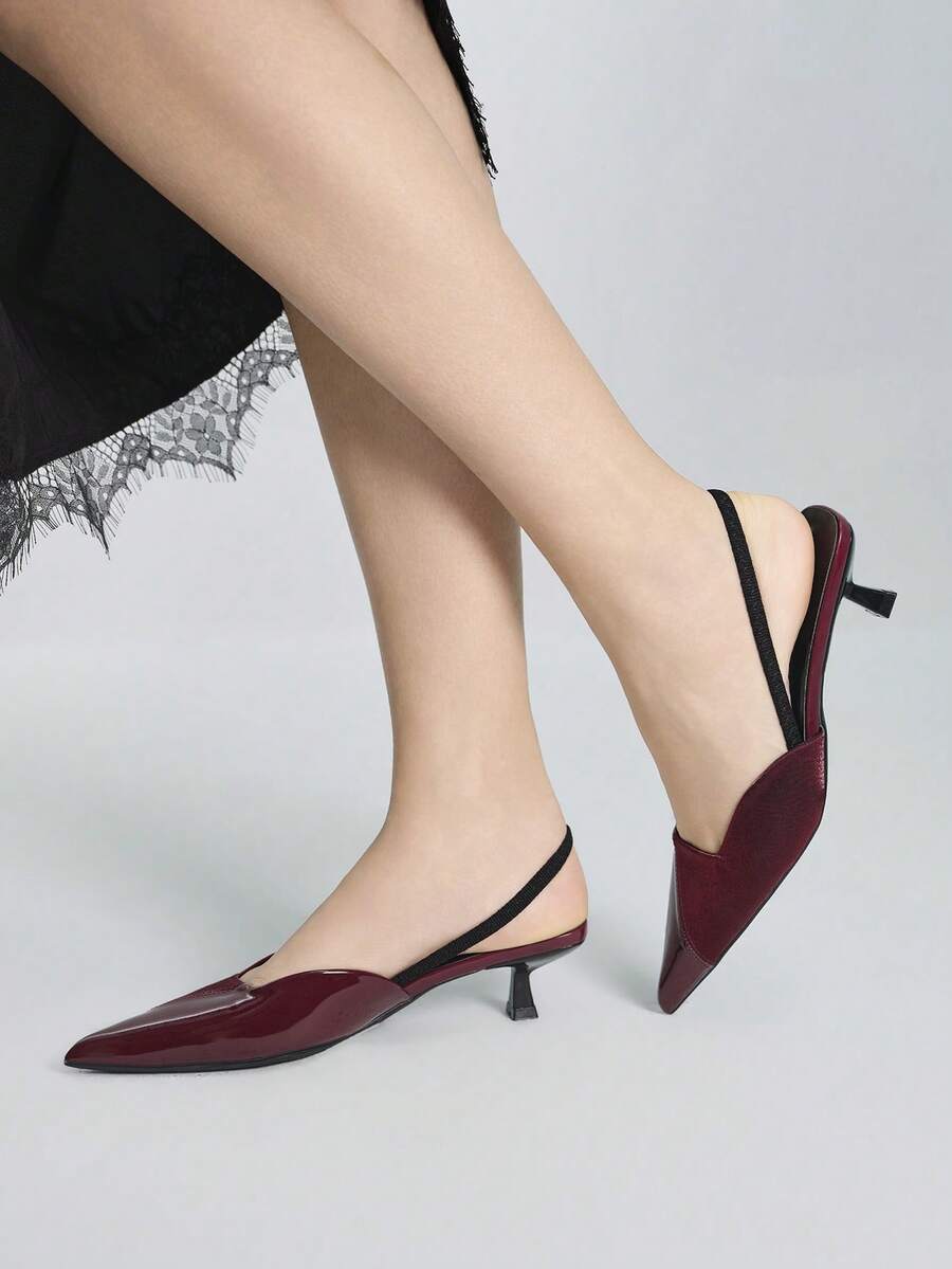 Giày cao gót mũi nhọn thời trang thanh lịch dành cho nữ - Màu Đỏ Sâu - Xem 1