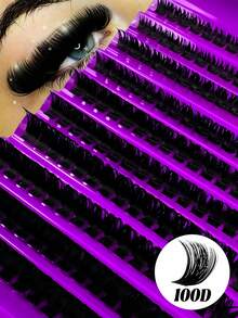 160pcs DIY Pre-Fanned Soft Lash Clusters, Russian Style Thick 8-16mm Length Fluffy Texture Easy To Wear Eyelash Combination Makeup, Black & Purple Boxed, Cluster Fake Lashes, Individual Fake Lashes - D - View 1